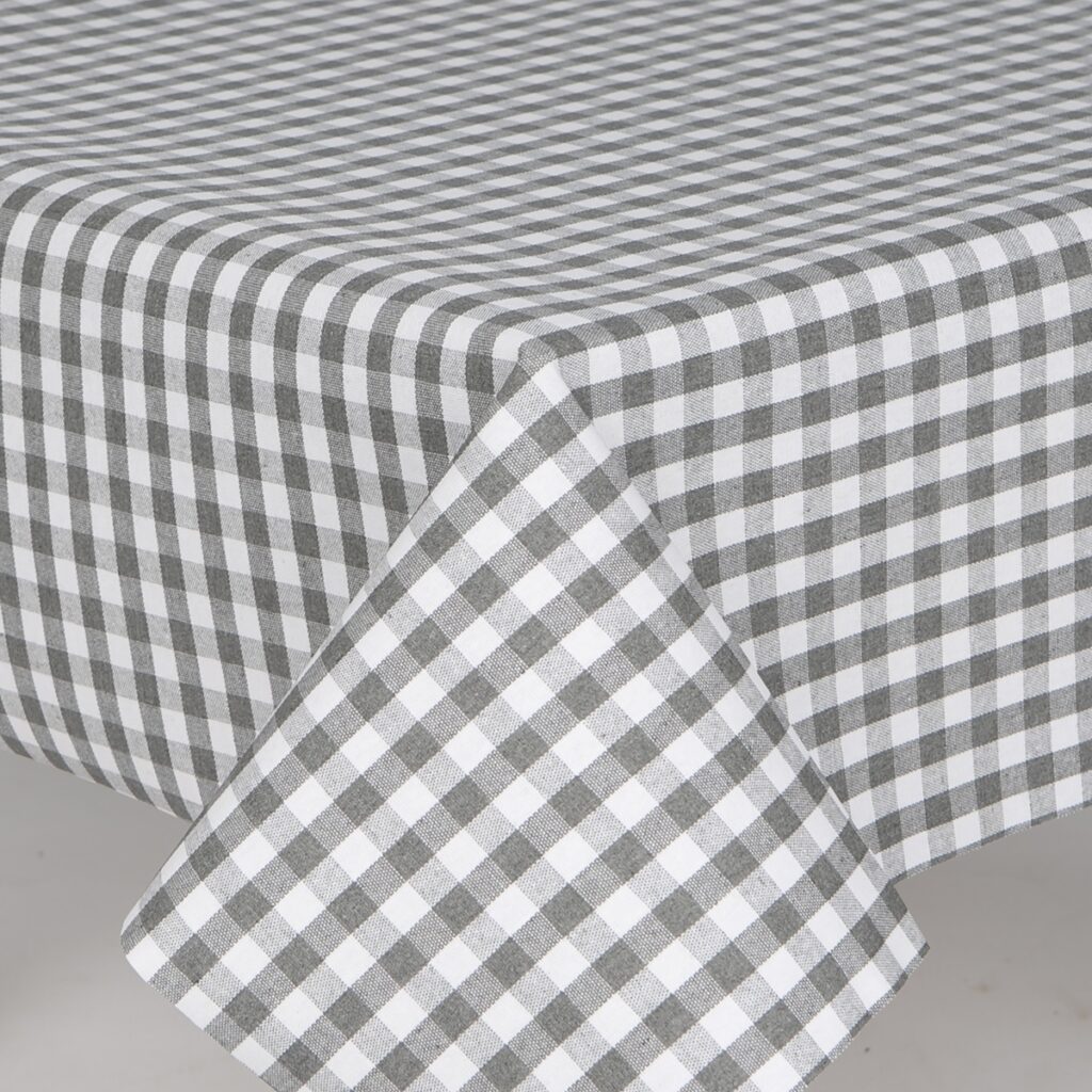 Mirha Grey Check 230cm Wipe Clean Tablecloth 5055451923168